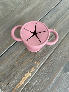 Pink Silicone Two-Handled Snack Cup
